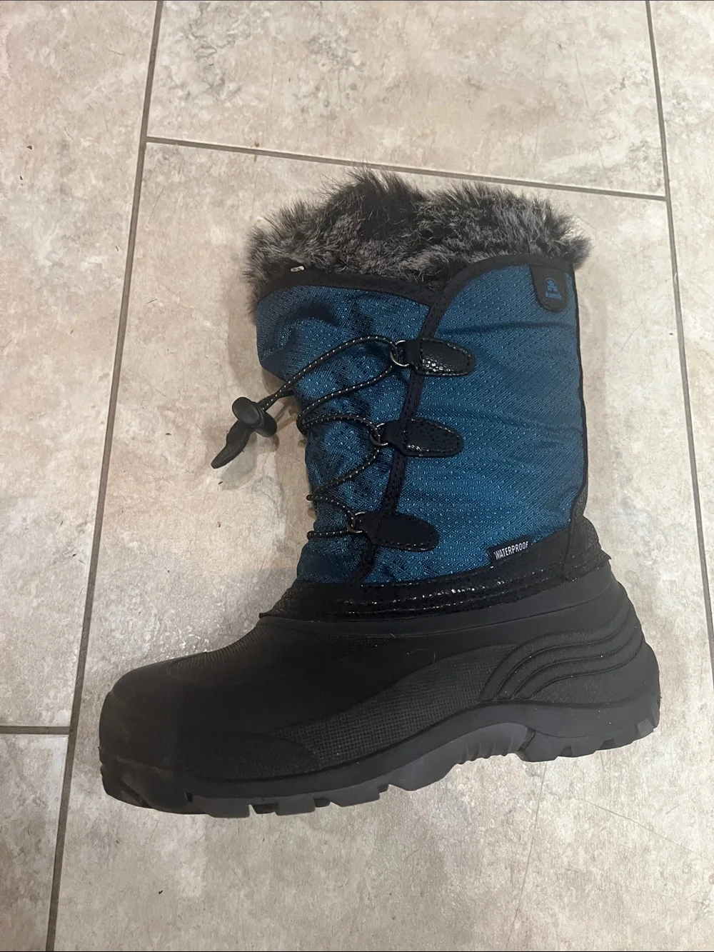 Kamik Blue Waterproof Winter Boot with Faux Fur Trim